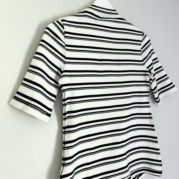 NWT Anthropologie Maeve Women's Stripe Mock Neck Ribbed Top Black White XS‎ - Picture 6 of 10